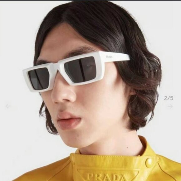 Prada White/Grey SPR24Y Frame Rectangular Sunglasses main image 8